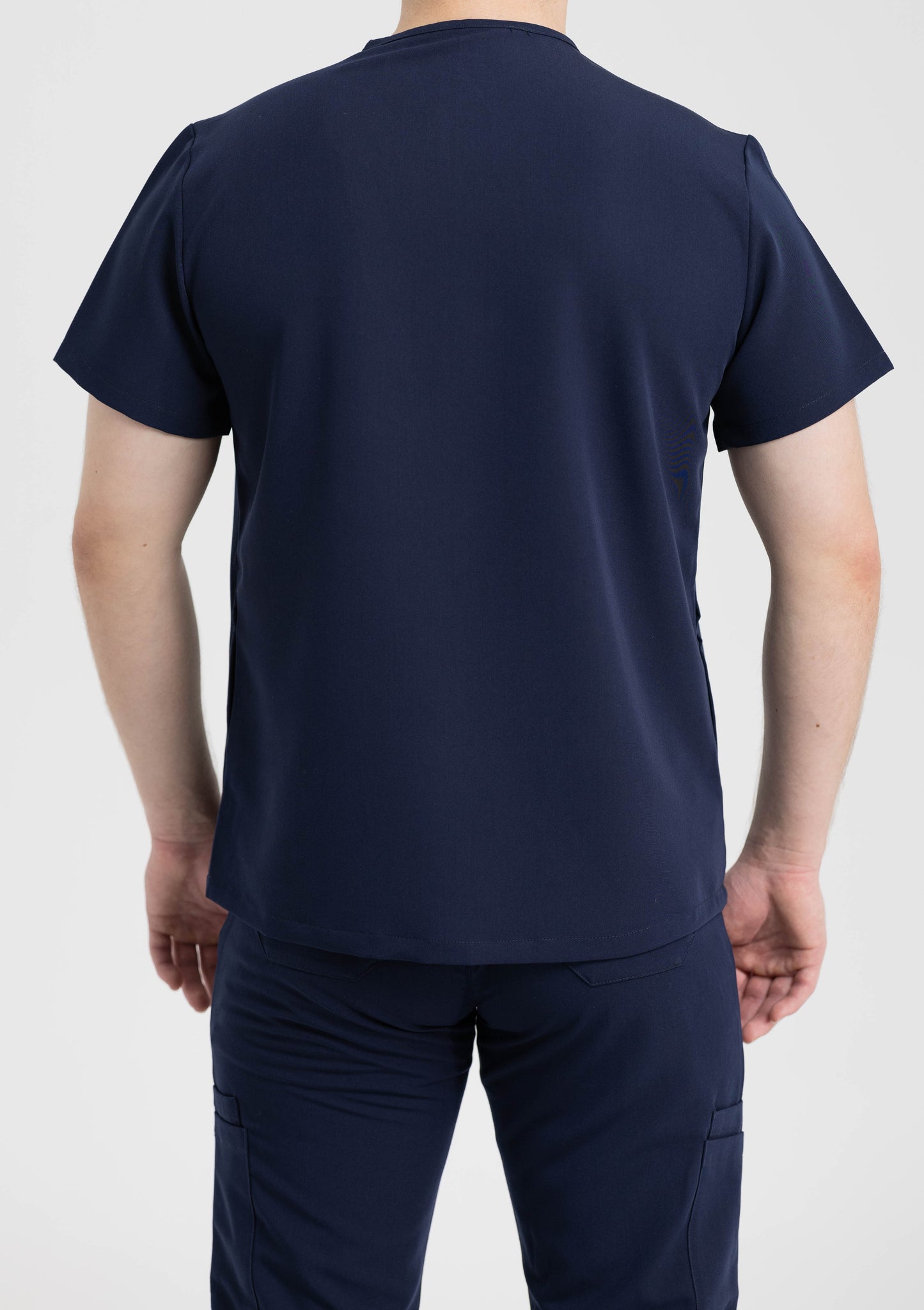 Men's V Neck Scrub Top with Three Pockets in Navy Blue