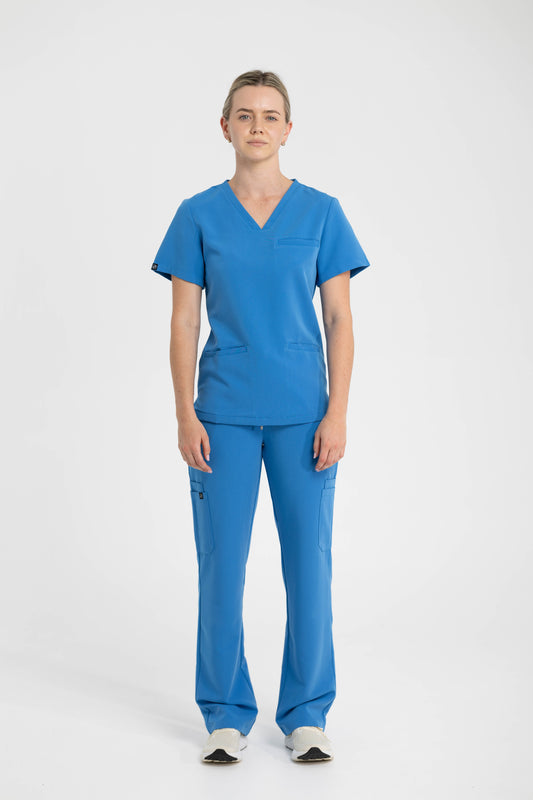 Women's Cargo Scrub Pants Azure Blue