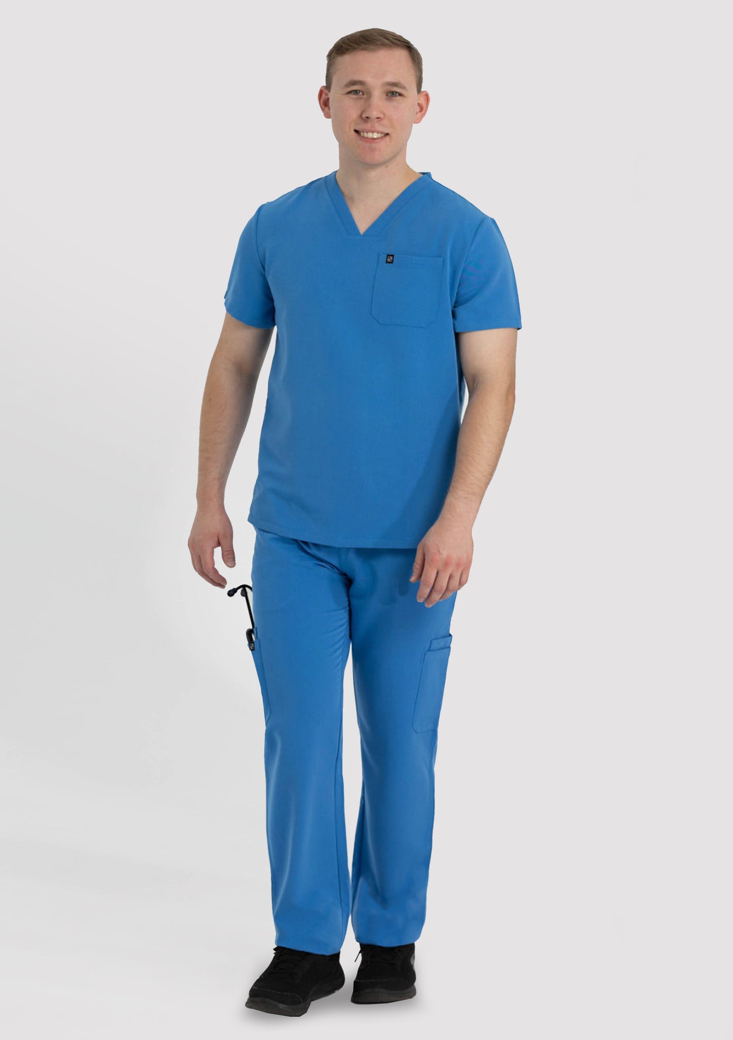 Men's Cargo Scrub Pants in Azure Blue