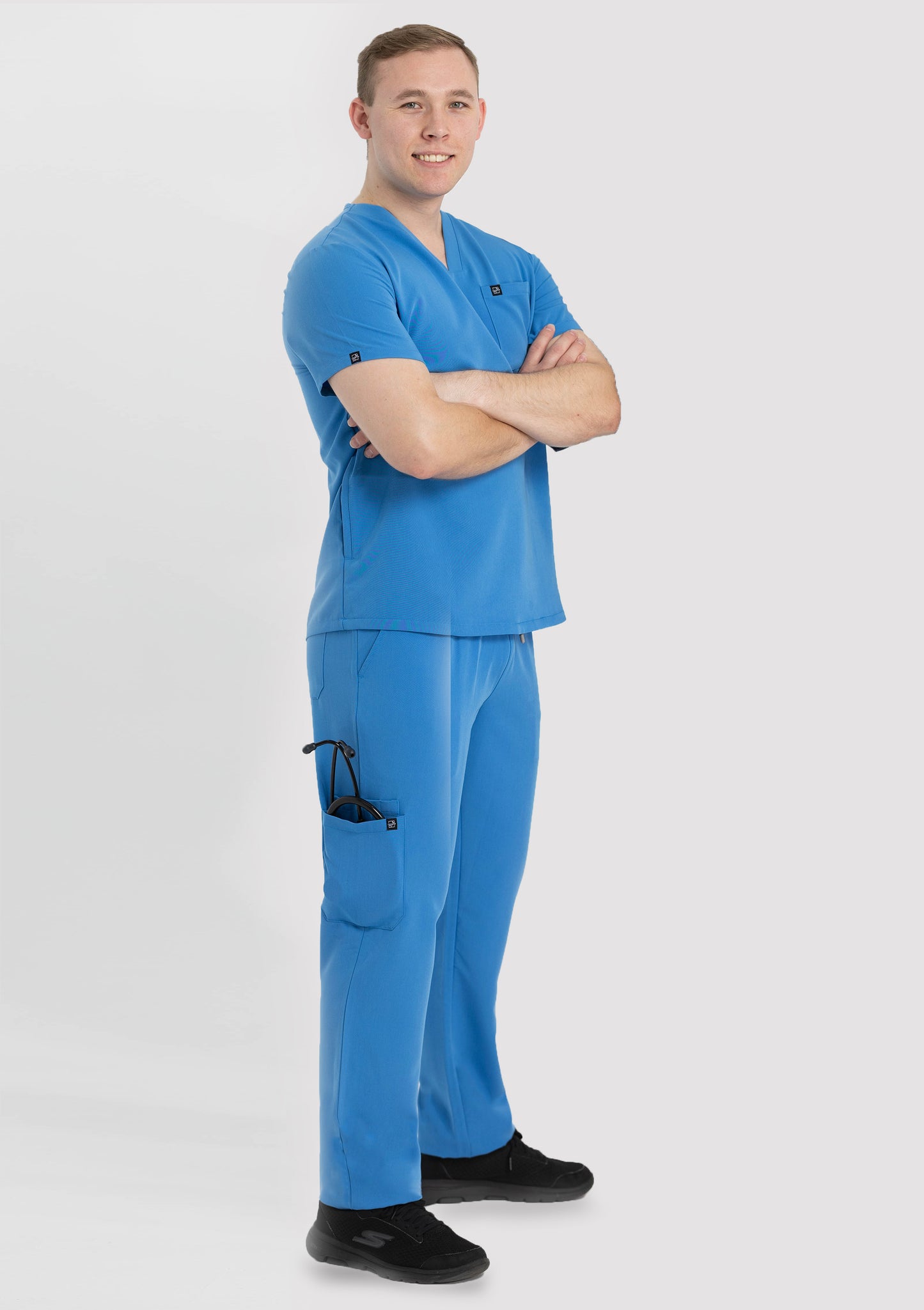 Men's Cargo Scrub Pants in Azure Blue