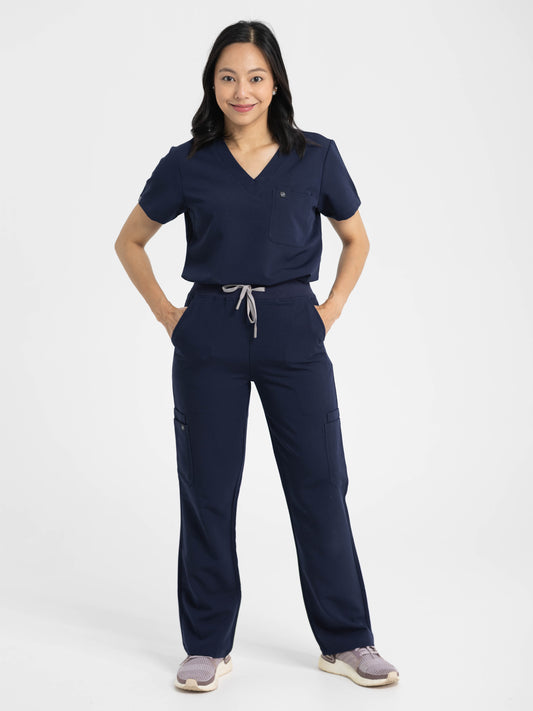 Women's Cargo Scrub Pants in Navy