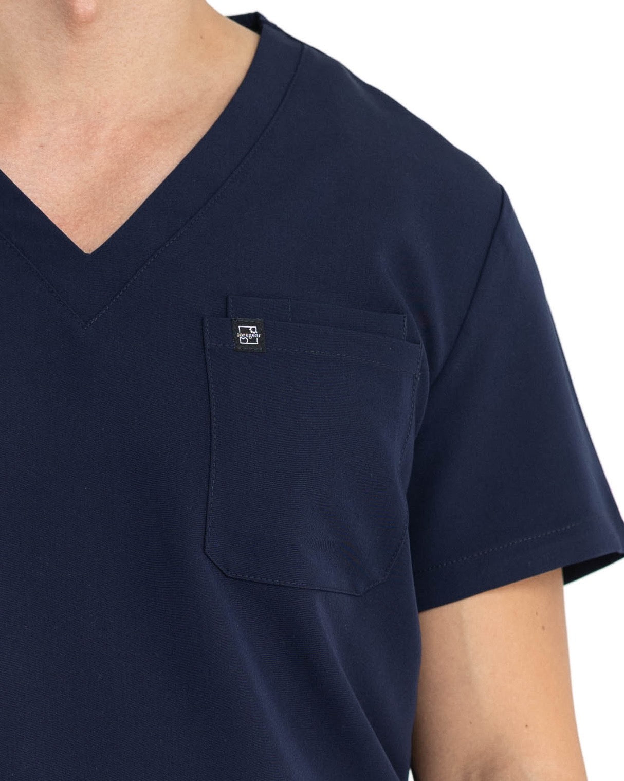 Men's V Neck Scrub top With Chest Pockets in Navy Blue